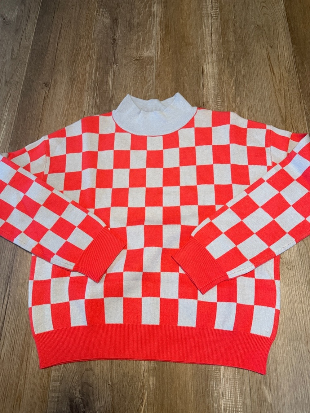THML Light Blue and Red Checker Knit Pullover